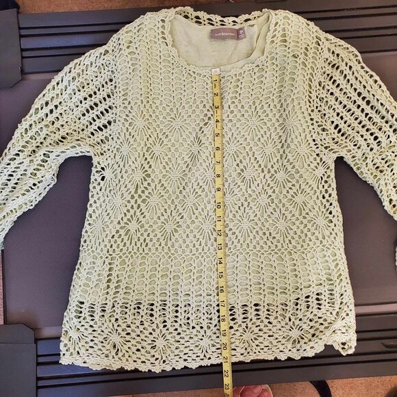 Croft and Barrow green crochet size XL long sleeves - Picture 12 of 12